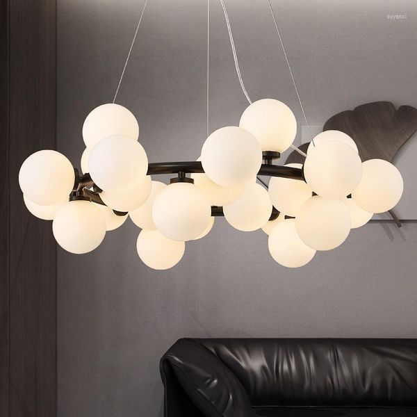 Pendelleuchten Magic Bean Lamp Moderne LED-Leuchten Fisture für Wohnzimmer Esszimmer G4 Gold / Black Light Body White Glass Pend