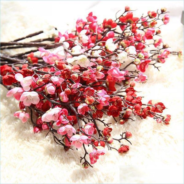 Ghirlande di fiori decorativi Ciliegio Fiore artificiale Falso Sakura Rami di albero 60Cm Seta Tavolo per la casa Soggiorno Decor Fai da te D Dh7Bm