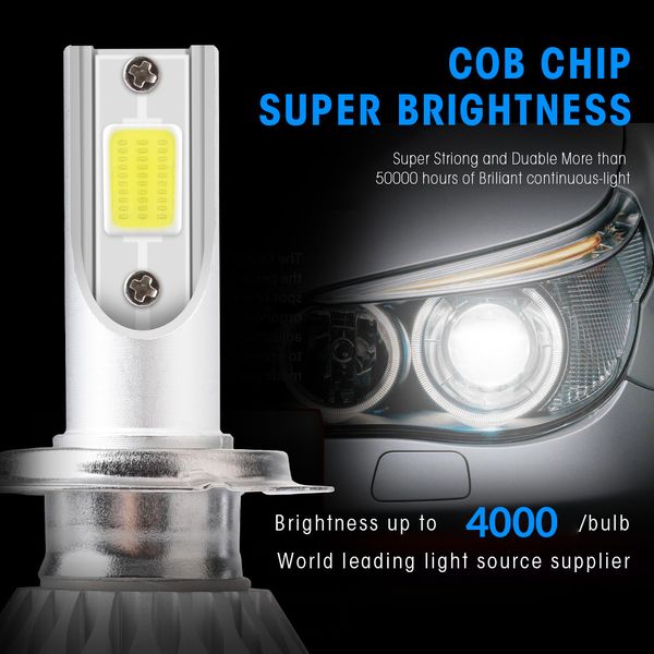 Bulbos de LED C6 H1 H3 Bulbos de farol de LED H7 Luzes de carro LED H4 880 H11 HB3 9005 HB4 9006 H13 6000K 72W 12V 7200LM AUTO