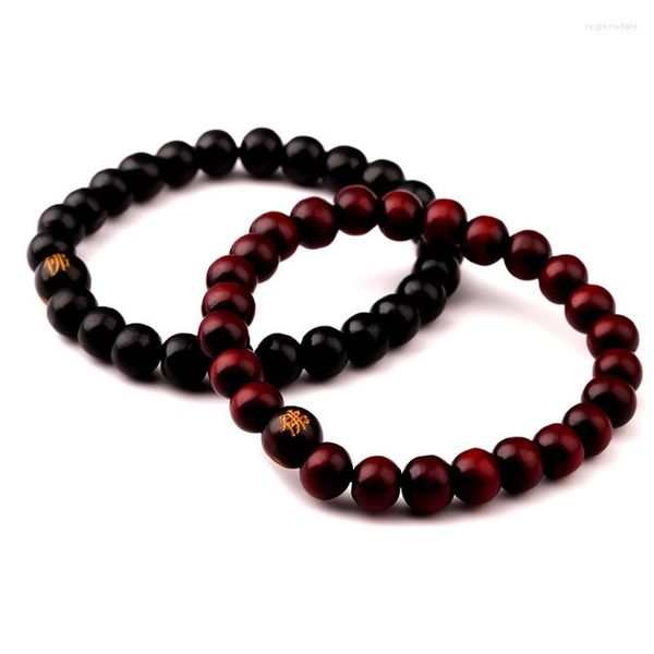 Strang Holzperlen Rosenkranz Armbänder Frauen Rapper Schmuck Geschenke Sandelholz Chinesisch Buddhistischer Buddha Meditation Gebetskette Herren Armband