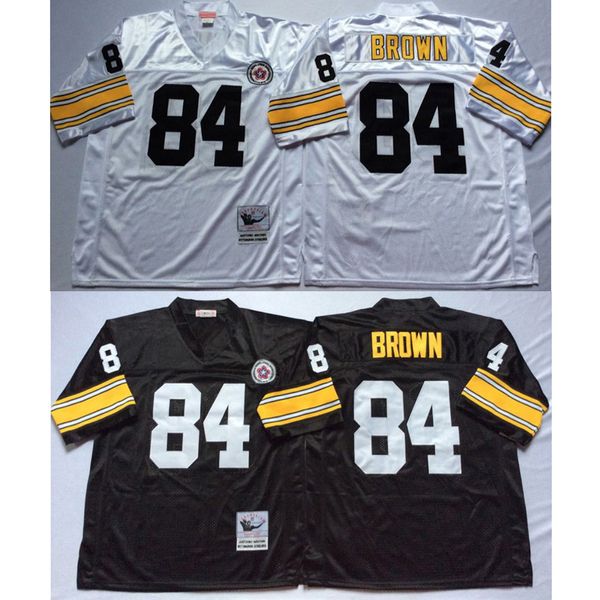Amerikan Futbol Giyim Antonio Brown 84 Formalar Gerileme Erkek Beyaz Siyah Gömlek Mitchell Ness Yetişkin Boyut Dikişli Jersey Mix Sipariş