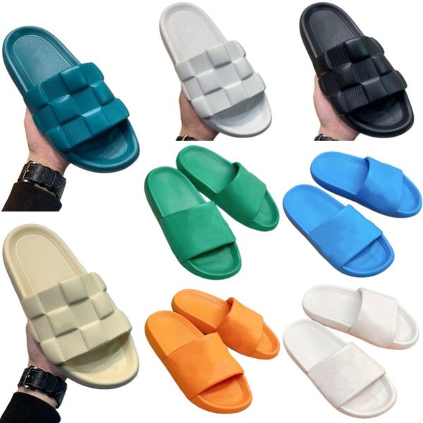 Summer Slippers Solid Beach Shoes Men Women Bathroom Shoes Soft Old Flowers Sandals Waterproof Rubber Outdoor Shoes Top Non-Slip Checkered Fashionable Flip Flops