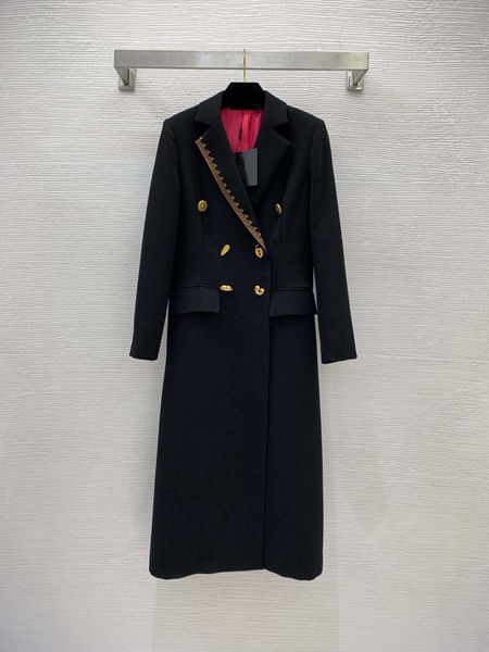 Trenchcoat Designer Damen Zweireiher Kragen Schlankheits Schwarz Langarm Mantel Marke Desig Kleidung