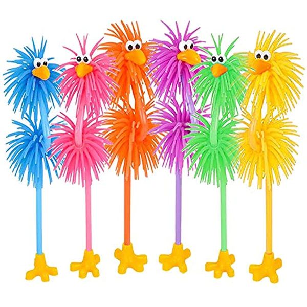 Artcreatividade Bobo de borracha Tobo Bird Bird Supplies escolares para crianças Fidget canetas pretas Black Printes for Kids Classroom Animal Party Favors, Gifts for Students