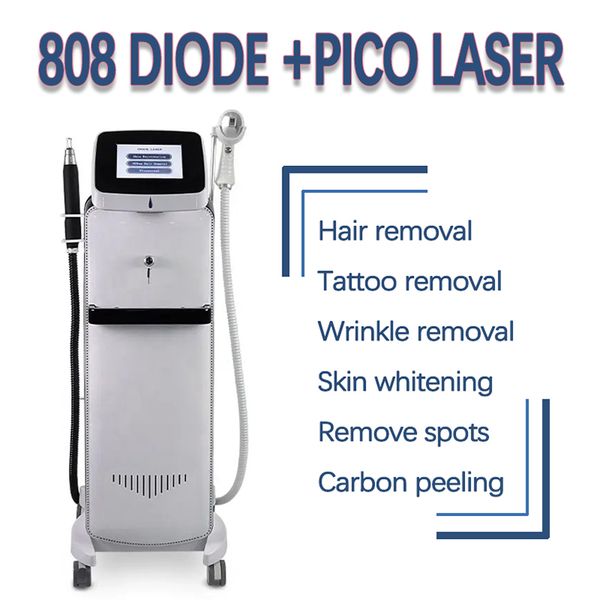 Laser de diodo multifuncional 755 808 1064 Máquina de remoção de cabelo 2 em 1 Remoção de tatuagem Pico 755nm Laser Picossegundo Equipamento de beleza