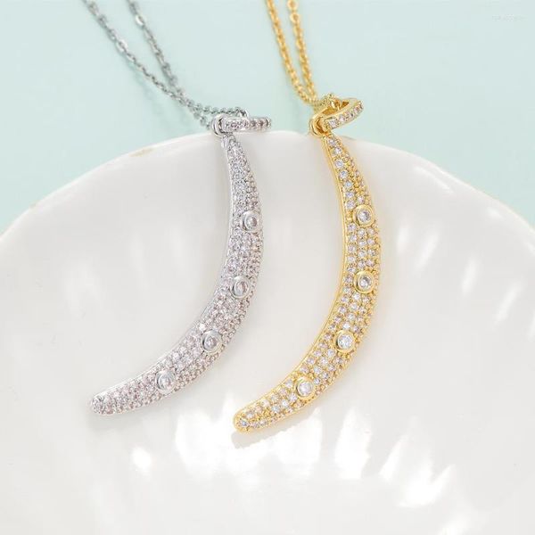 Подвесные ожерелья Eyika Fashion Personality Женская луна ожерелье Женское полумесяц с золотой.