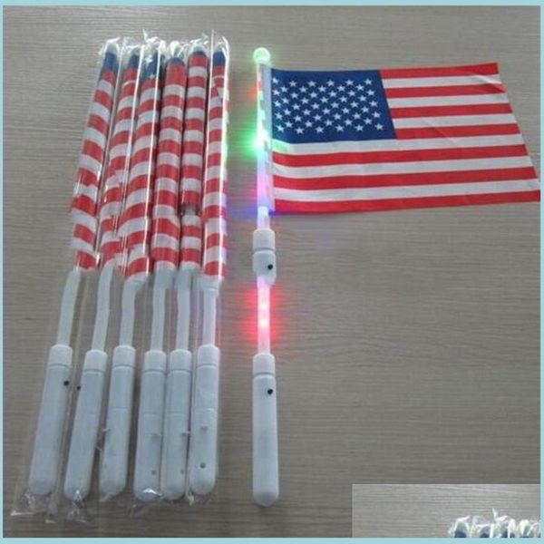 Banner Flags Led American Hand 4th Of Jy Independence Day Usa Flag Patriotic Days Parade Party With Lights Drop Delivery Home Garden Dh4Jw