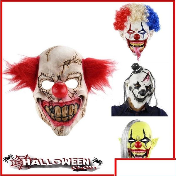 Maschere per feste Maschera da clown spaventoso Puntelli di Halloween Carnevale Orribile Adt Uomini Demone in lattice Consegna goccia Giardino domestico Forniture festive Dhged