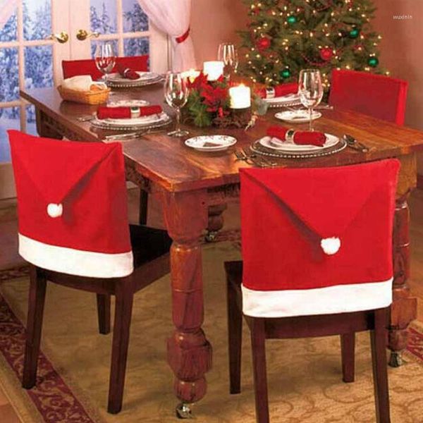 Weihnachtsschmuck Santa Chair Cover Year Dinner Party Red Hat Back Home Nonwoven Old Man Large Set Restaurant Table