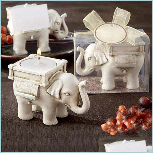 Titolare dei portacandele Deterino per la casa Decorazioni per la casa Lucky Elephant Light Resin Candlestick per Giordino Droping Delivery Dhjri