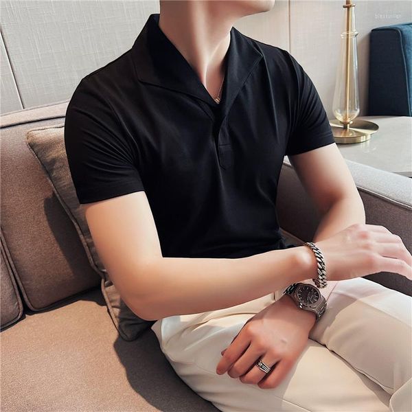 Polo da uomo 2023 Estate Semplice Polo Uomo Manica corta Risvolto Slim Fit T-shirt Casual Business Tee Top Streetwear Abbigliamento sociale