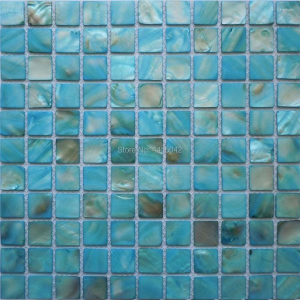 Papéis de parede azul Mãe de mosaico de pérolas para decoração de casa Backsplash e parede do banheiro AL090 2 metros quadrados/lote