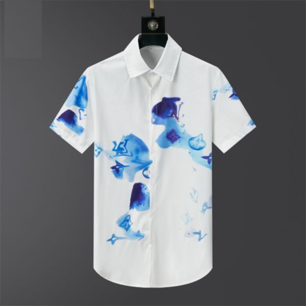 Camisas de grife de luxo Moda masculina Camisa de boliche com estampa geométrica Havaí Camisas casuais florais masculinas slim fit manga curta04