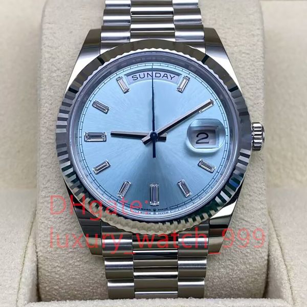 Mens Womens Watch 41 -мм 18 -километровый ремешок из белого золота из нержавеющей стали.