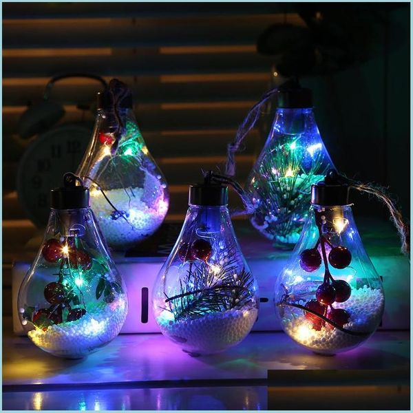 Noel dekorasyon topu şeffaf led dekoratif bb ışık Noel ağacı asılı doğum günü partisi dekor damla teslimat ev gar dhshr