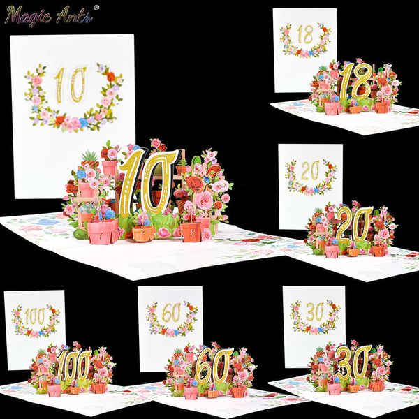 5pc Cards de aniversário de aniversário de 5pc 1st 10 28 21 30 Número Figura 3d para casamento de aniversário Y2303