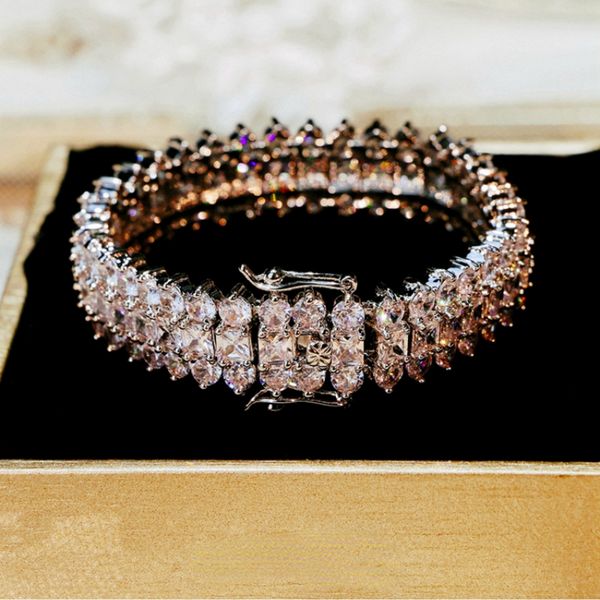 14K Gold Vintage Lab Lab Brange Bracelet Tankets Bracelets de casamento para mulheres Bridal Trendy Party Jewelry Gift