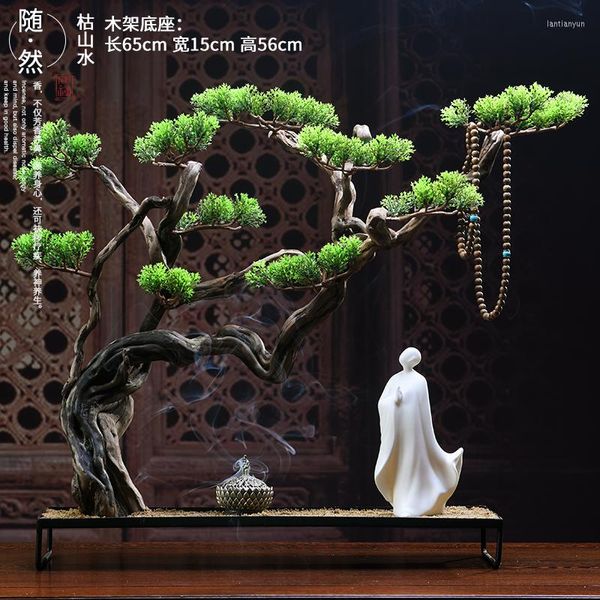 Декоративные цветы китайский стиль Zen Garden Ceramic Croot Carving Искусственные растения для домашнего декора подделка