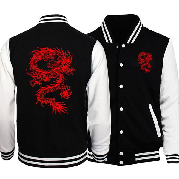 Jackets masculinos personalizados padrão de dragão vermelho respirável roupas de tamanho grande