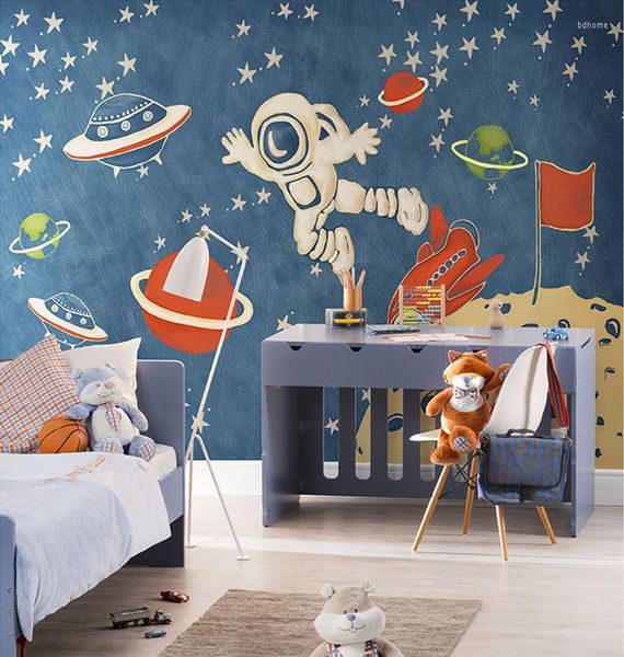 Tapeten Cartoon Raumschiff Tapete Wandbild 3d Wand Po Für Kinderzimmer Sofa Hintergrund Weltraum Papier Dekor