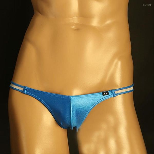 Mutande Slip a rete da uomo Vedere attraverso Vita bassa Mutandine sexy Elastico alto Seta di ghiaccio sottile Traspirante Lingerie trasparente Gay maschili