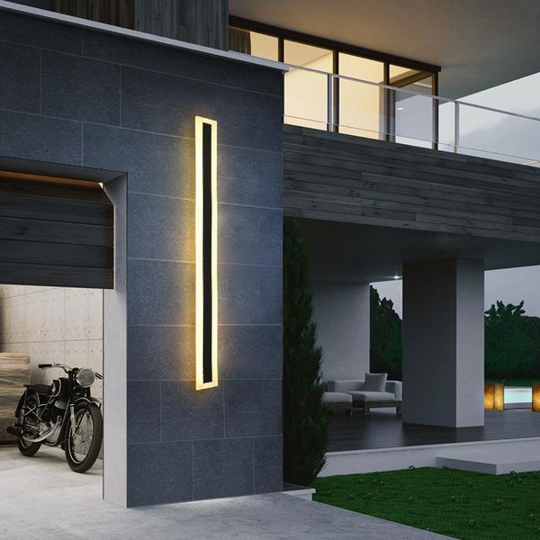 Lampade da parete per esterni Lampada da paesaggio a LED Portico moderno Esterno Villa da giardino a luce lunga IP65 Impermeabile 110V 220V Applique