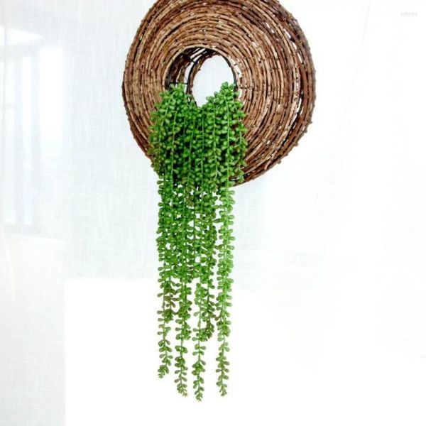 Flores decorativas Cafe Diy decoração pendurada em plástico plantas verdes rattan wedball parede arte decoração de flor artificial videira 5 peças