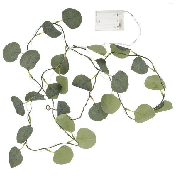 Flores decorativas Eucalyptus folha lâmpada de lâmpada decoração Garland corda leve folhas sala decoração videiras quarto de cobre wire festa