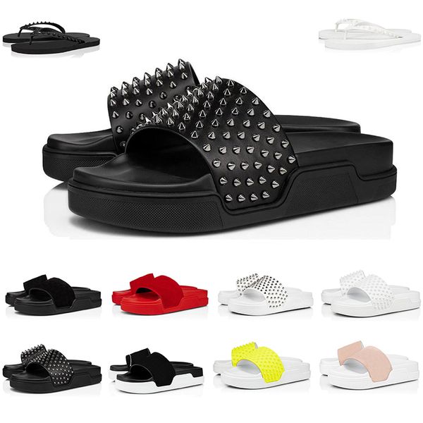 Top Luxury Infradito Pantofole Sandali firmati Uomo Donna Fashion Cool Slides Triple Black White Spikes Mens Flat Beach Hotel pPatform Sandalo con scatola 38-46