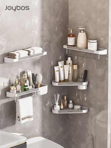 Prateleiras de banheiro prateleira de chuveiro sem perfuração Organizador de canto montado na parede Suporte de plástico de luxo 230330