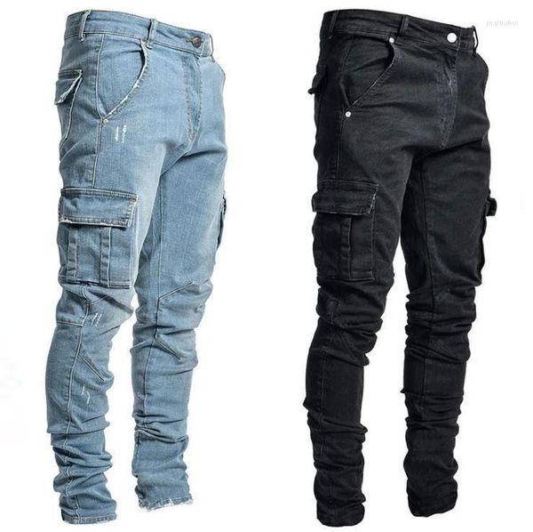 Мужские джинсы Мужские высококачественные 2023 Весна Лето 70% хлопковое боковое карманное карманное брюки.