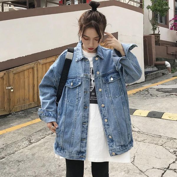Jackets femininos 2023 Spring Autumn Denim Clothing Loose Maclão coreano Fall Jean Coats Girls Outerwear B178