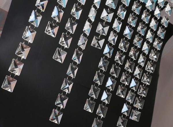 Кристалл люстры 5 метров Стеклянная гирлянда 18 мм квадратные цепи бусинки с серебряными кольцами для ювелирных изделий для изготовления занавес