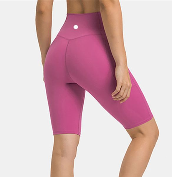 Ll shorts de yoga esportes femininos sem costura quinta calças de cintura cruzada correndo fitness elástico ginásio roupa interior treino leggings curtos ll789