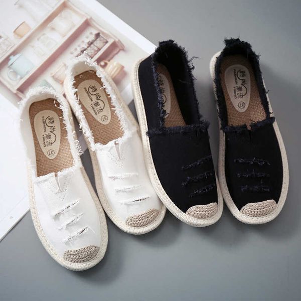 Elegante Schuhe Damen Flache Slip On Canvas Sommer Strap Loafers Str Espadrilles Damen Casual Comfort Zerrissene Slip On Faule Schuhe Weiblich Y23