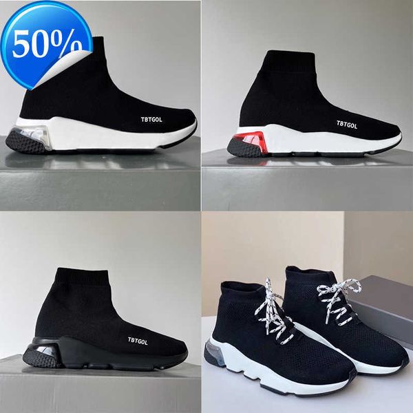 2023 Speed Designer Sneakers Herren Damen Plateau Sneaker Classic Trainer Socke Schuh 3D Knit Trainer Weiß Schwarz Graffiti Sole Air Cushion Freizeitschuhe 36-46 NO017B