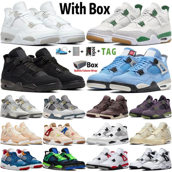 Con scatola factory_footwear Jumpman 4 Scarpe da basket per uomo Donna 4s Pine Green University Blue Black Cat White Oreo Red Cement Sail Bred Mens Trainers Sport Sneakers