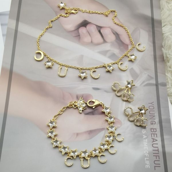 Brincos de bracelete de diamantes europeus e americanos Brincos de jóias de joalheria Brincos de stringos de colar Jóias de colar