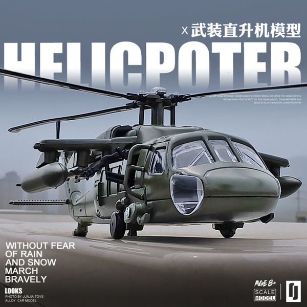 Elektrisches RC Flugzeug 1 64 UH 60 Utility Black Hawk Bewaffneter Hubschrauber Legierung Diecast Flugzeug Modell Spielzeug Kämpfer Militärflugzeug Spielzeug Geschenke 230329