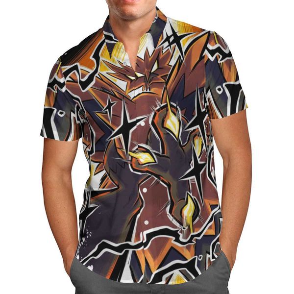 Мужские повседневные рубашки 2021 Новая 3D-печать горячая игра на гавайских аниме-рубашка Мужская рубашка для летних пляжных рубашек для летней пляжной рубашки.