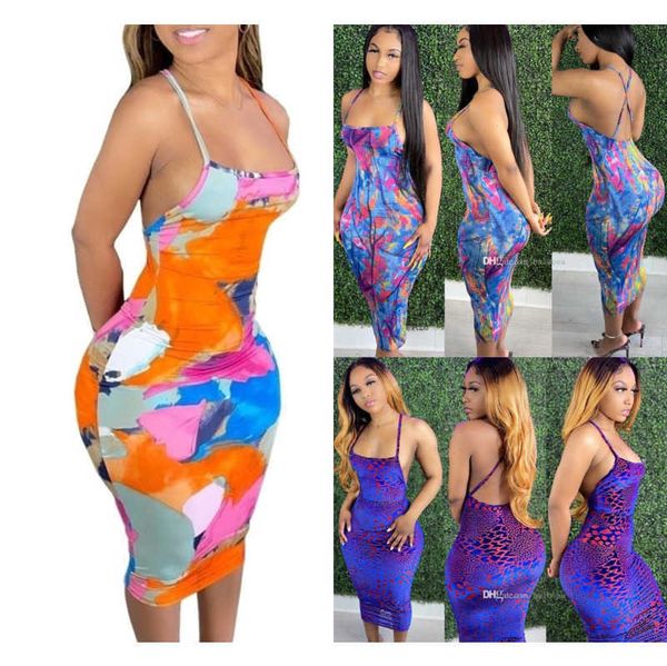 Vestidos da moda sexy roupas femininas de grife vestido estampado saia fina de comprimento médio tamanho 3xl