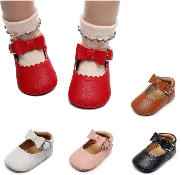 İlk Yürüyüşçüler 0-18m Bebek Ayakkabıları Bebek Prenses Elbise Ayakkabı Kaymaz Kauçuk Düz Alt Yumuşak Sole PU İlk Adım Doğum Bebek Kız Aksesuarları 230330