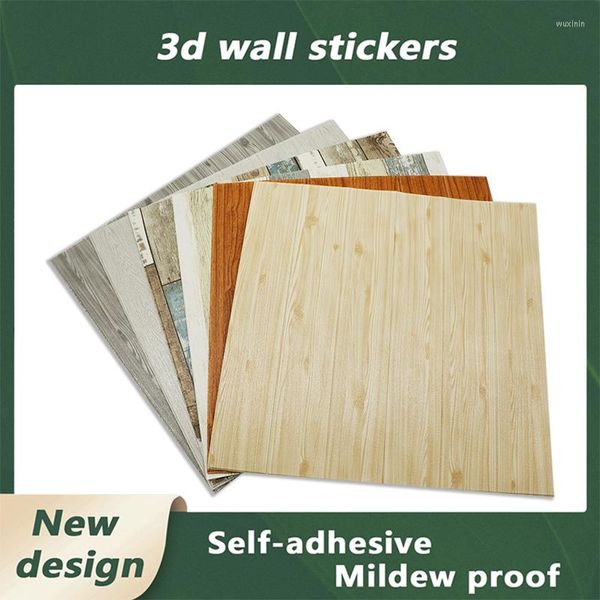 Papéis de parede espessos de madeira espessada adesivos de parede 3D