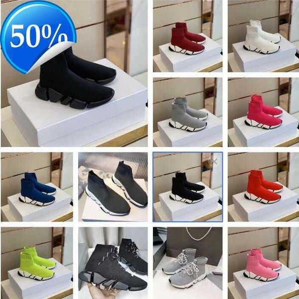 2023 Speed ​​Fashion Brand Men Quality Sneaker Casual Sneaker Designers Schelle Calzini da esterno Coppia Box Women Sneakers 38-46 Piattaforma di moda nera Womens Top 2.0 Trip Uvxe