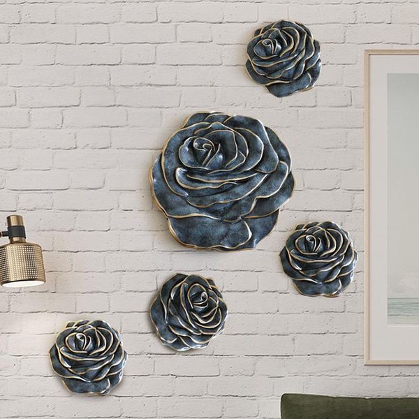 Wandaufkleber 3D-Aufkleber Harz Rose Blume Malerei Handwerkskunst für Wohnzimmer Schlafzimmer TV Hintergrund Dekoration ForWall