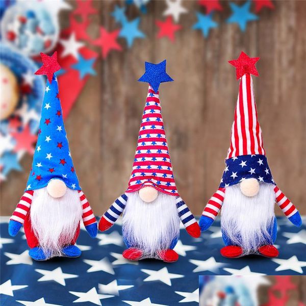 Diğer Festival Parti Malzemeleri 4. JY Cüce Bebek Amerikan Bağımsızlık Günü Vatansever Gnome Stars and Stripes El Yapımı İskandinavya DHQMV