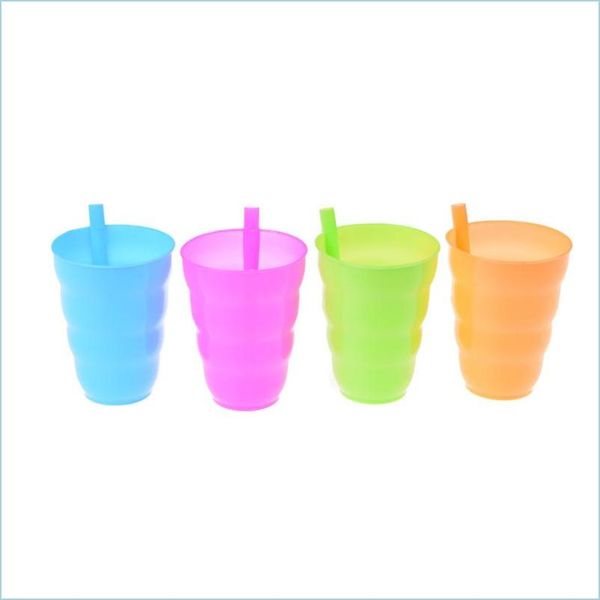 Canecas Plastic St Cup Kids Colorf Caneca com copos colorido de água de suco de suco de verão Droga Drop Drop Home Garden Kitchen Bar Bar Dr Dhaxd