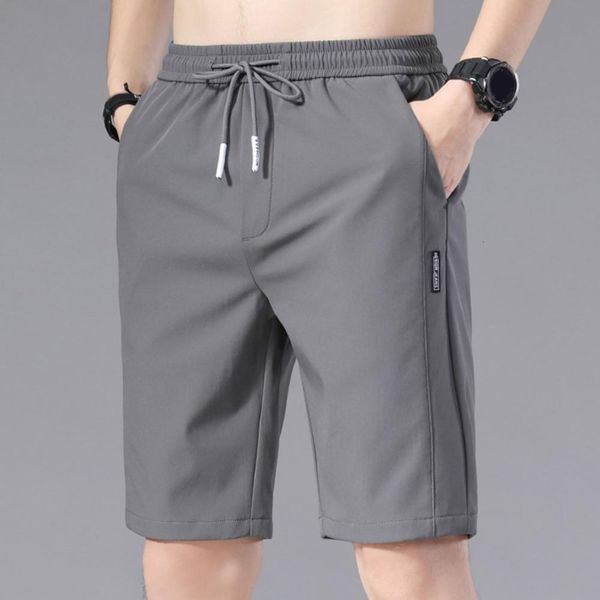 Mens Shorts yaz erkek spor şortları düz düz desen gevşek elastik bel çekiliş gündelik şort koşu pantolon 230330