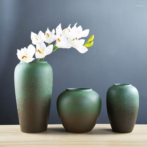 Вазы Винтаж дзен керамический цветок ваза дома грубая гончарная горшка украшения китайская гостиная мебель