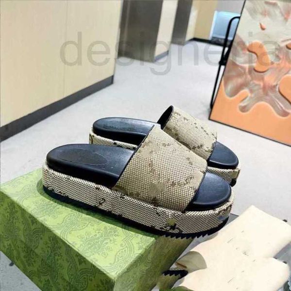 Sandalen Designer 2023 Damen Herren Double Slide Sandale Mehrfarbige Plateauschuhe Stickerei Ausrüstung unten Stroh Stoff Gummisohle Schuhe 35-45 YL5W